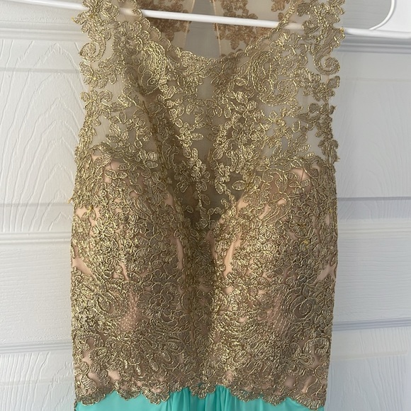 Teal & Gold Princess Jasmine Prom Dress - Picture 7 of 11